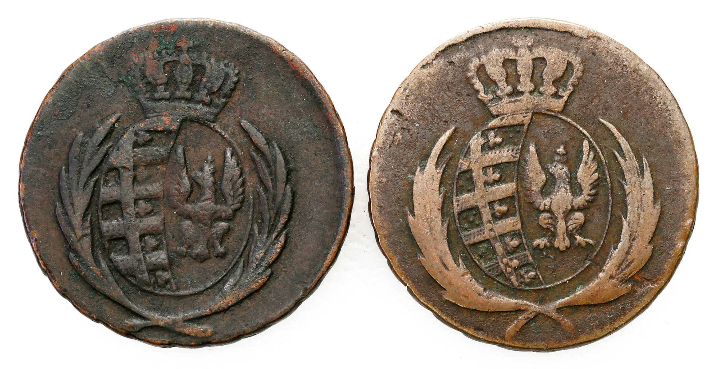 Księstwo Warszawskie. 3 grosze (trojak) 1811 IS, 1812 IB, Warszawa, zestaw 2 monet